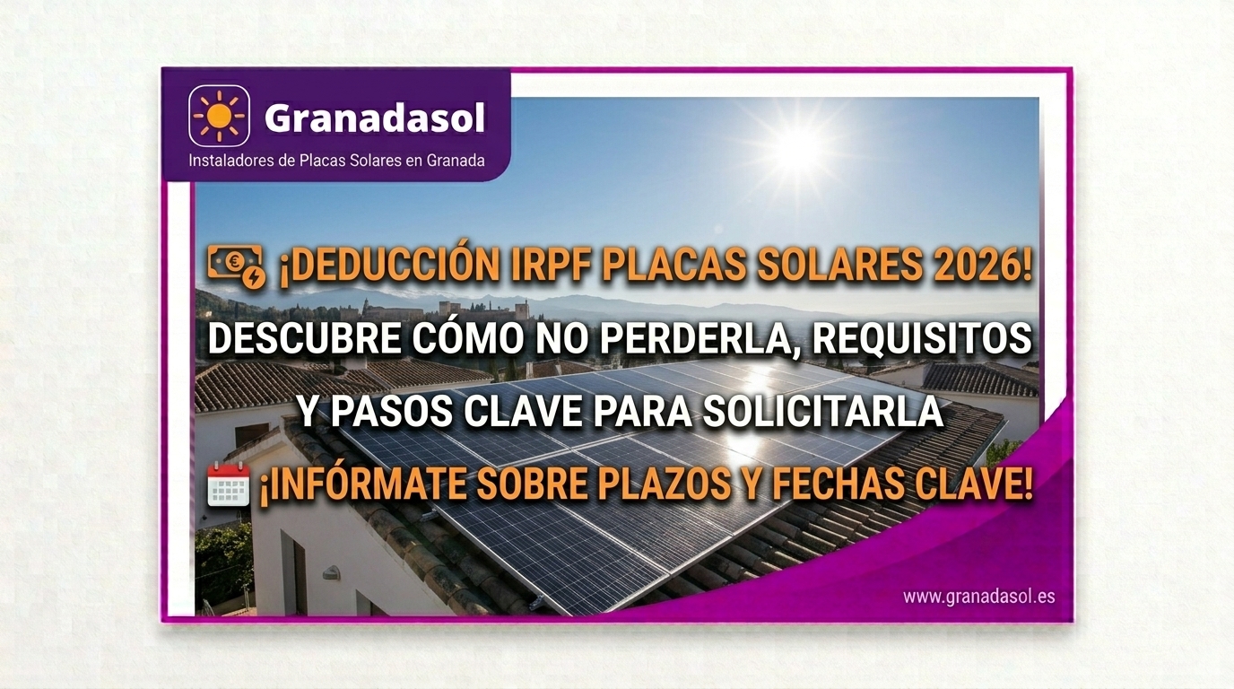 Declaración de la renta con un sello de 40% junto a un icono de placas solares